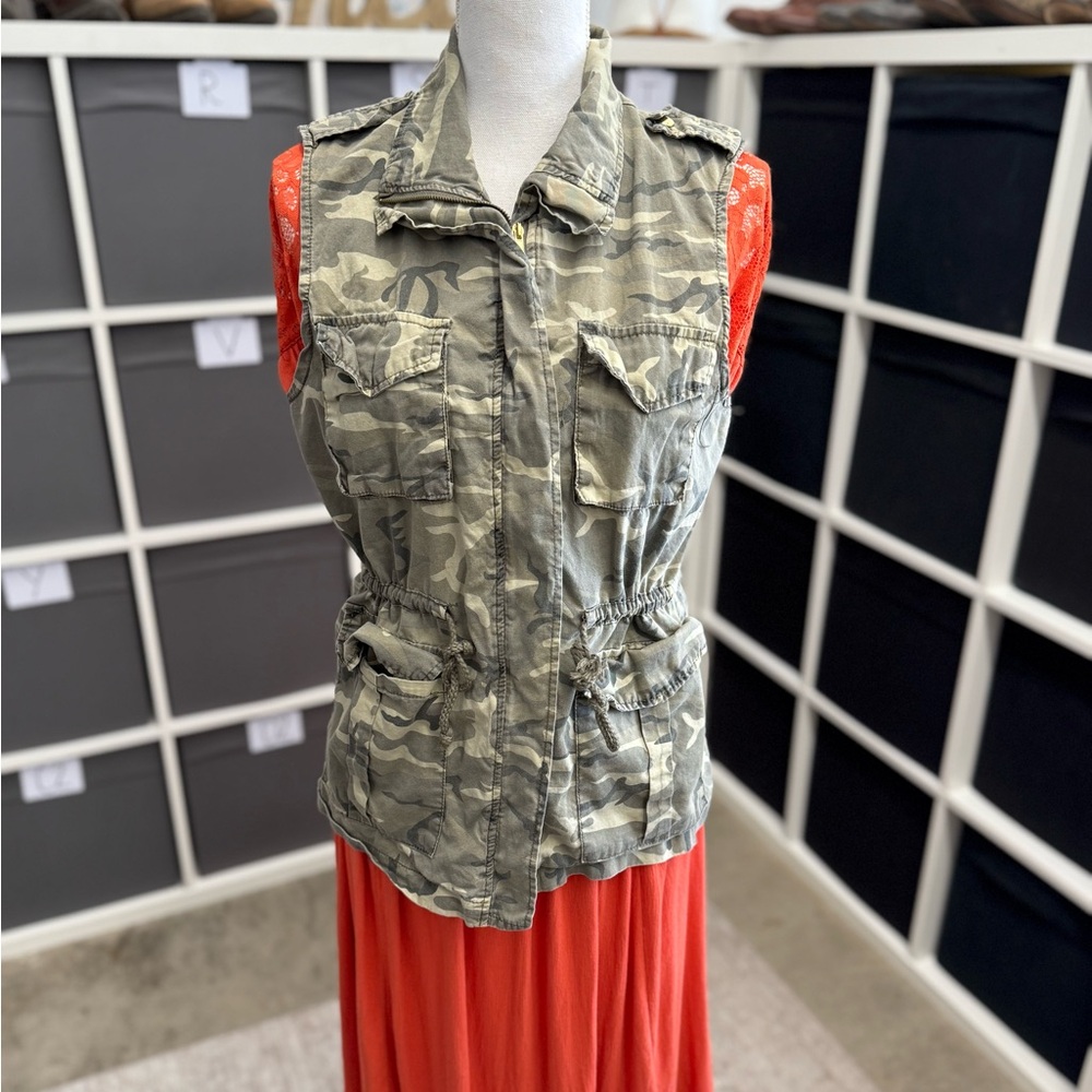 Charlotte Russe Y2K Camo Camouflage Utility Drawstring Vest